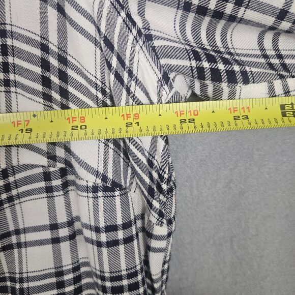 Talbots 1X Plaid Button Up Tunic Legnth Shirt Back Button Details - Picture 6 of 8
